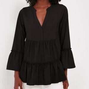 Tuckernuck Pomander Place Crepe Kenzo Top Womens Small Black Minimalist Preppy